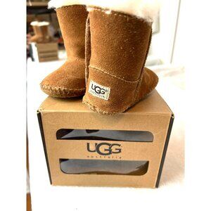 UGG Caden Baby Boots Booties Chestnut Brown Suede Shearling Infant 6-12M Sz 2/3
